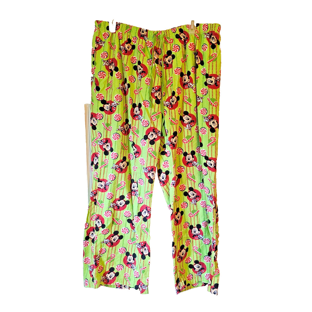 Disney Mickey Mouse Holiday Pajama Pants Christmas Candy Cane Lounge Women’s XL